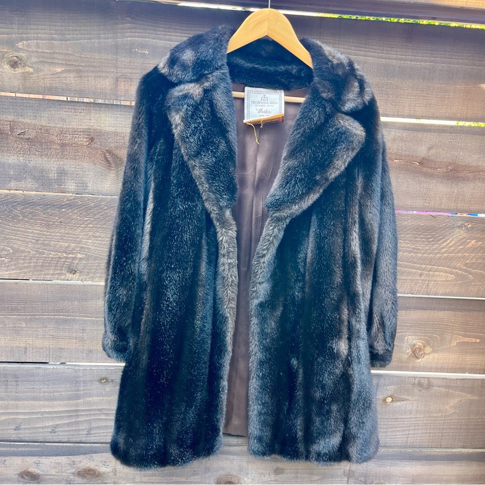 Vintage Fur Coat - Dark Brown Plush Women's Jacket